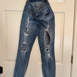 Guess Ripped Blue Skinny Jeans